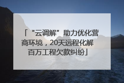 “云调解”助力优化营商环境，20天远程化解百万工程欠款纠纷