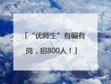 “优师生”有编有岗，招800人！