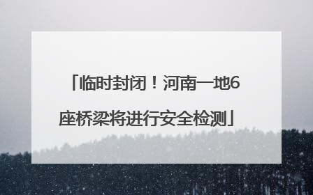 临时封闭！河南一地6座桥梁将进行安全检测
