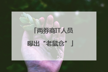 两券商IT人员曝出“老鼠仓”