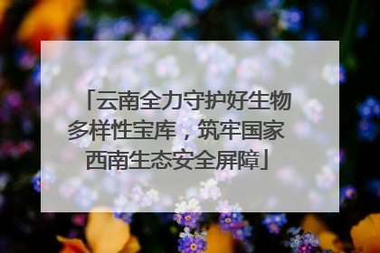 云南全力守护好生物多样性宝库，筑牢国家西南生态安全屏障