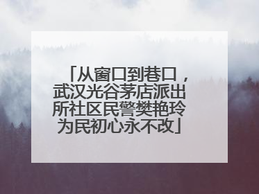 从窗口到巷口，武汉光谷茅店派出所社区民警樊艳玲为民初心永不改