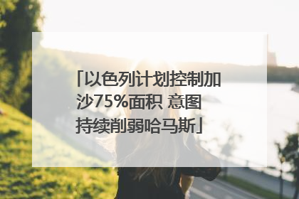 以色列计划控制加沙75%面积 意图持续削弱哈马斯