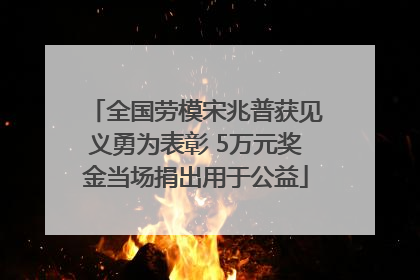 全国劳模宋兆普获见义勇为表彰 5万元奖金当场捐出用于公益