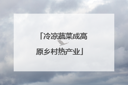 冷凉蔬菜成高原乡村热产业