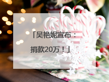 吴艳妮宣布：捐款20万！