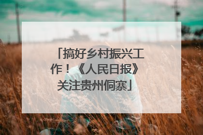 搞好乡村振兴工作！《人民日报》关注贵州侗寨