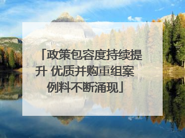 政策包容度持续提升 优质并购重组案例料不断涌现