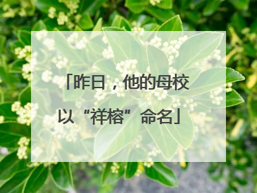 昨日，他的母校以“祥榕”命名