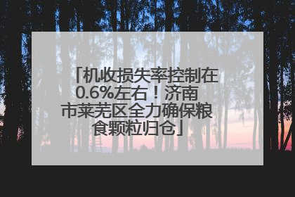 机收损失率控制在0.6%左右！济南市莱芜区全力确保粮食颗粒归仓
