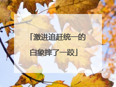 激进追赶统一的白象摔了一跤