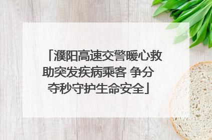 濮阳高速交警暖心救助突发疾病乘客 争分夺秒守护生命安全