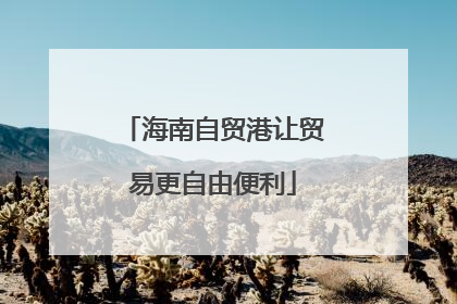 海南自贸港让贸易更自由便利
