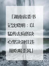 湖南省委书记沈晓明：以猛药去疴的决心坚决刹住违规吃喝歪风