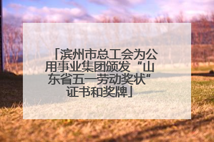 滨州市总工会为公用事业集团颁发“山东省五一劳动奖状”证书和奖牌