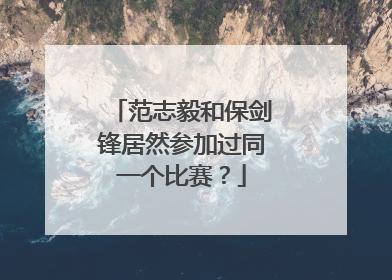 范志毅和保剑锋居然参加过同一个比赛？