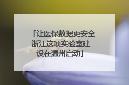 让医保数据更安全 浙江这项实验室建设在温州启动