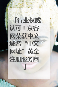 行业权威认可！京客网荣获中文域名“中文网址”黄金注册服务商