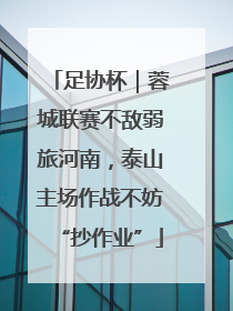 足协杯｜蓉城联赛不敌弱旅河南，泰山主场作战不妨“抄作业”