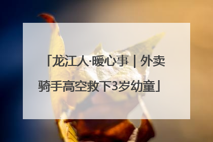 龙江人·暖心事｜外卖骑手高空救下3岁幼童