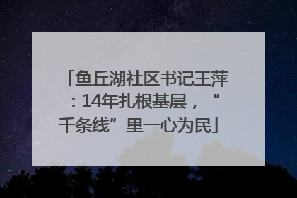 鱼丘湖社区书记王萍：14年扎根基层，“千条线”里一心为民