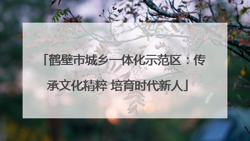 鹤壁市城乡一体化示范区：传承文化精粹 培育时代新人