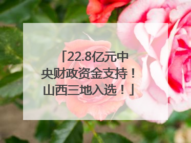 22.8亿元中央财政资金支持！山西三地入选！