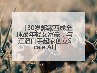 30岁郭露西成全球最年轻女富豪，与汪滔白手起家创立Scale AI